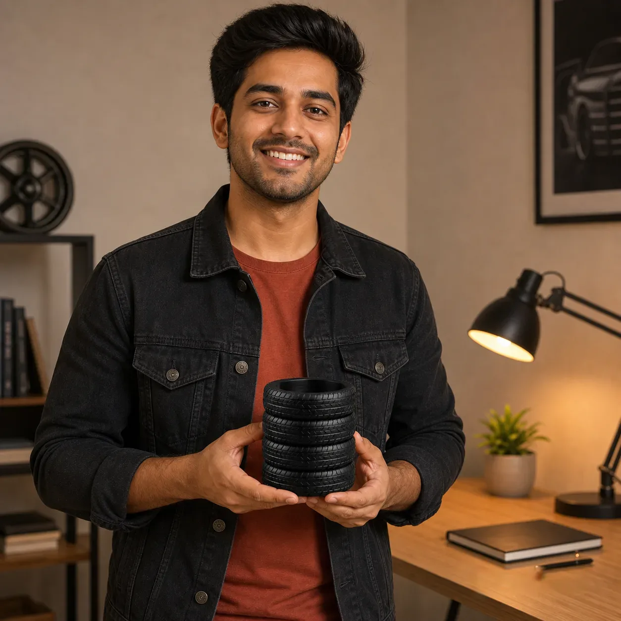 Tyre Stack Pen Holder – Stylish Desk Organisation