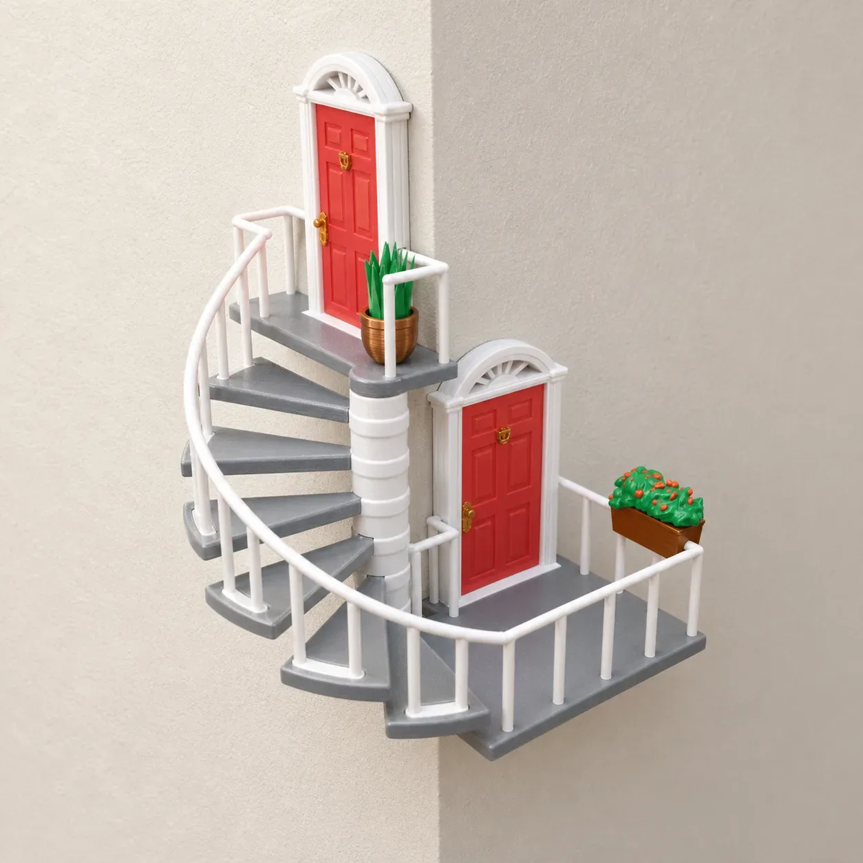 Whimsical Corner Staircase Wall Decor – Space-Saving Art