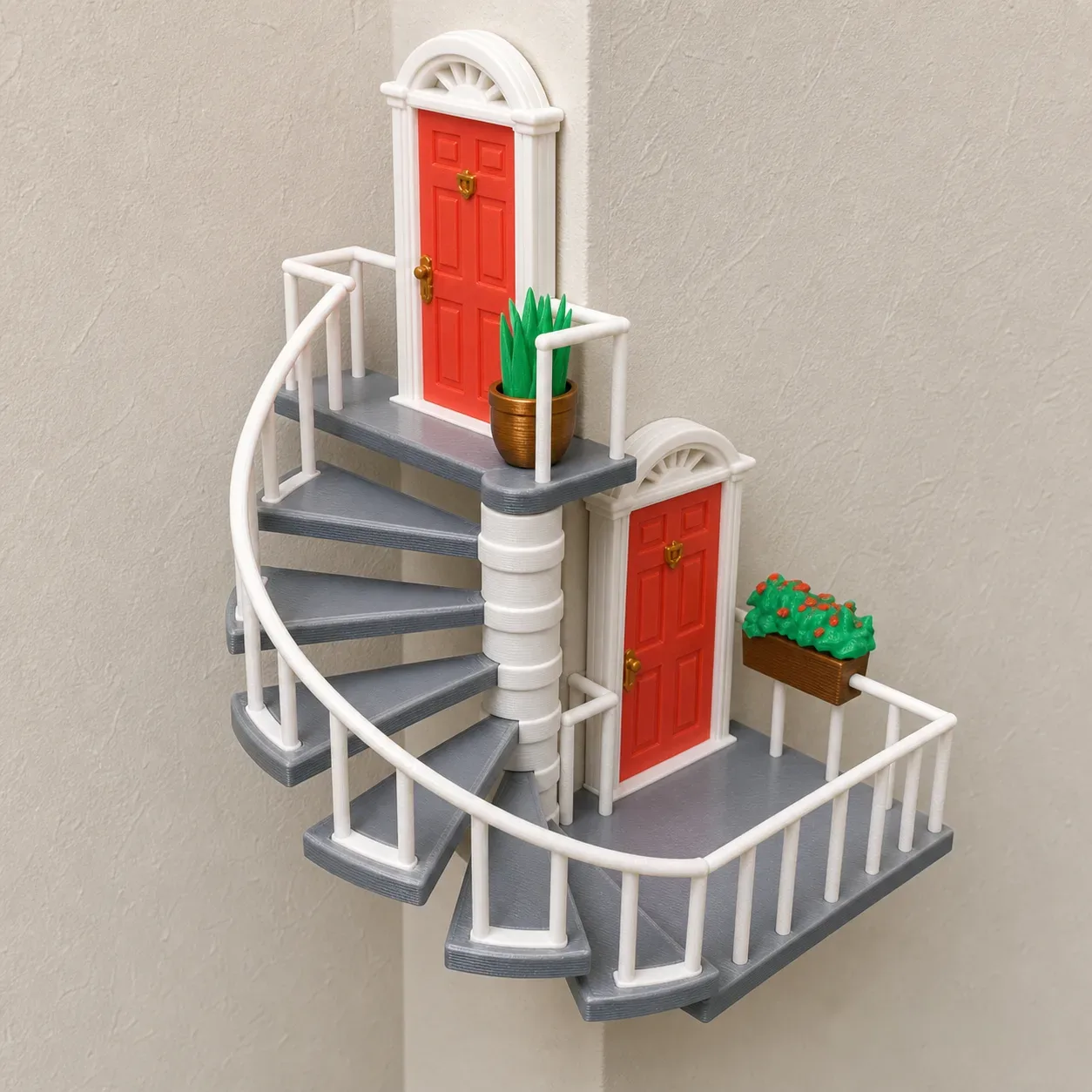Whimsical Corner Staircase Wall Decor – Space-Saving Art
