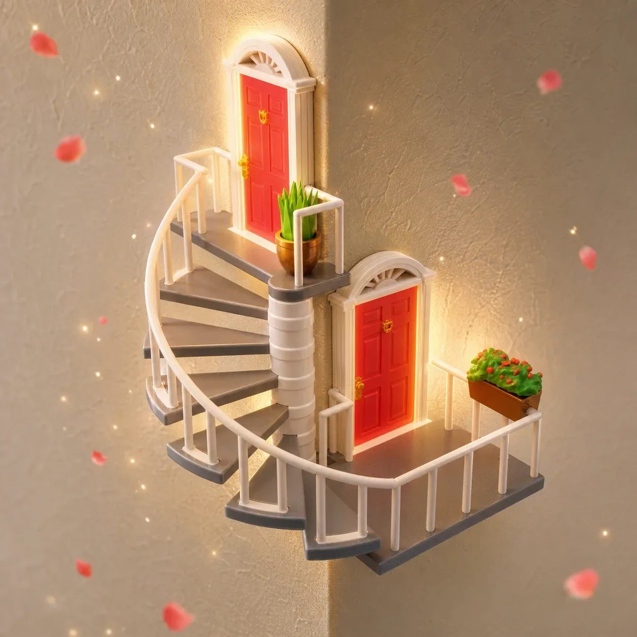 Whimsical Corner Staircase Wall Decor – Space-Saving Art
