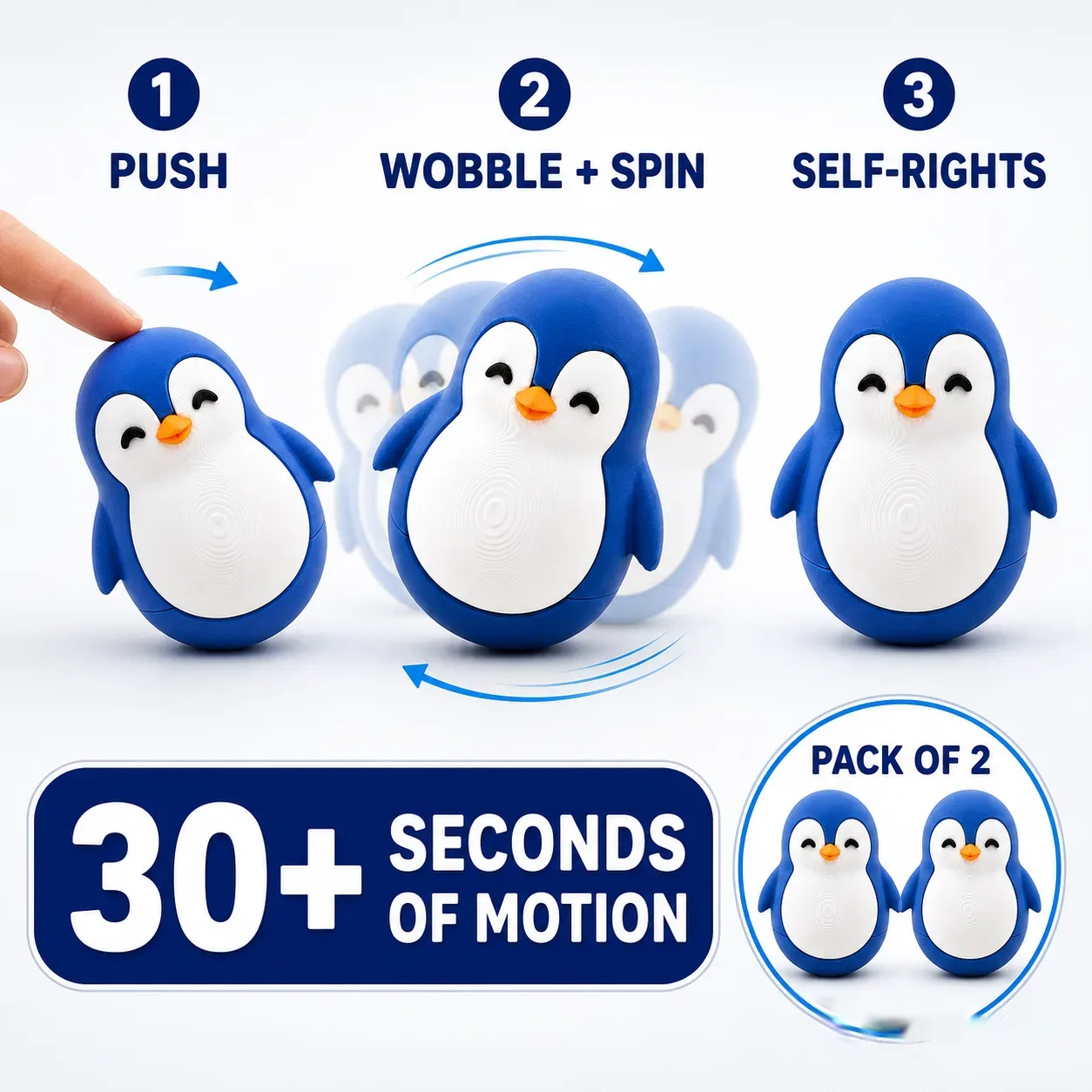 Wobble Penguin Toy β Self-Righting Desk Decor (Pack of 2)