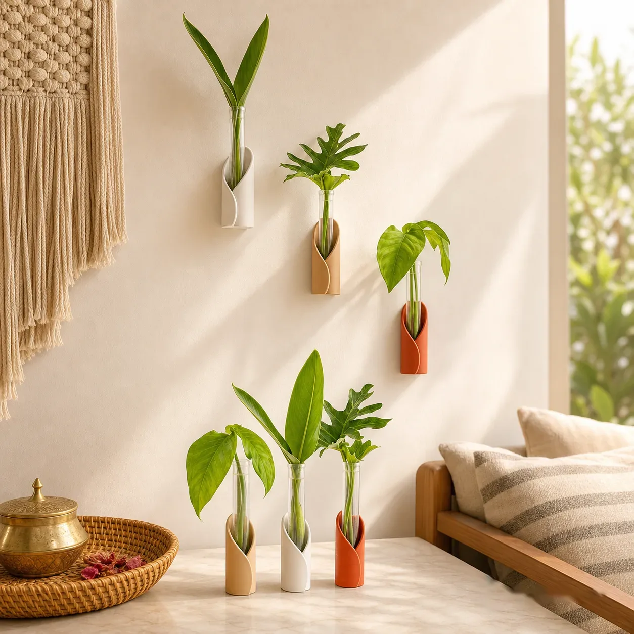 Wrap Tube Propagation Vase Holder for Wall & Table (Set Of 6)