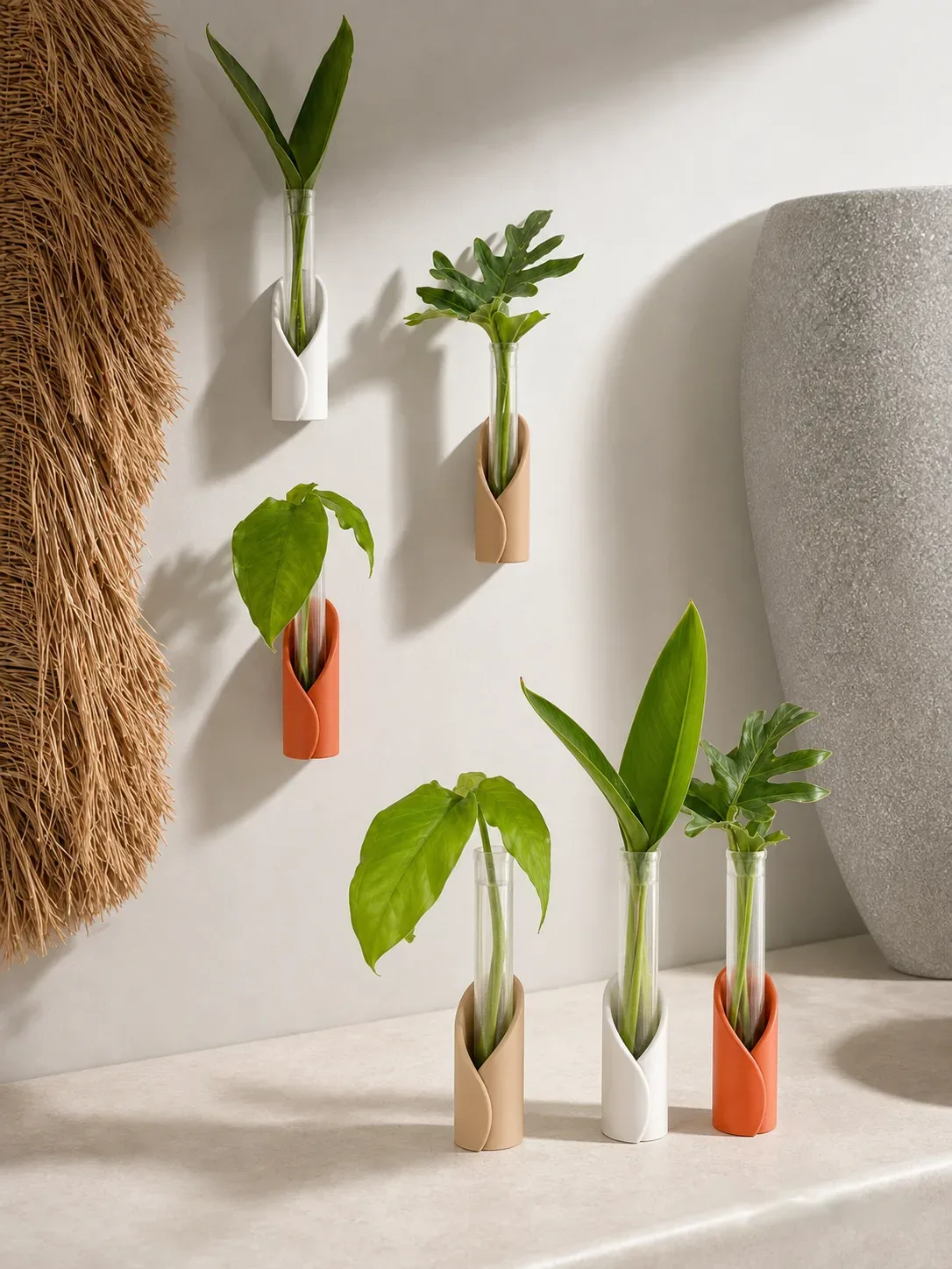 Wrap Tube Propagation Vase Holder for Wall & Table (Set Of 6)
