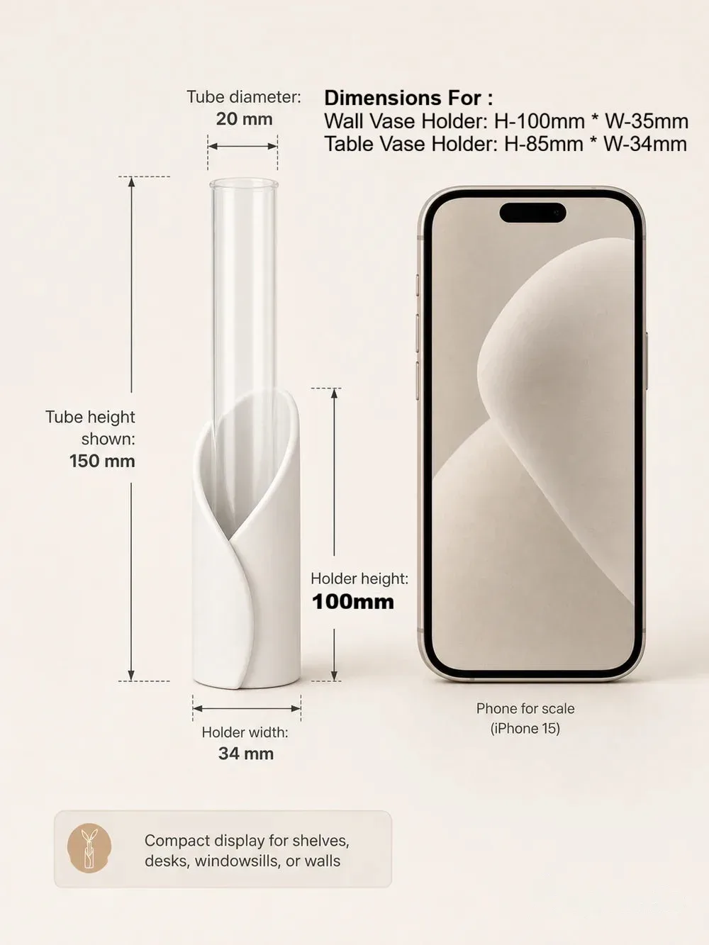 Wrap Tube Propagation Vase Holder for Wall & Table (Set Of 6)
