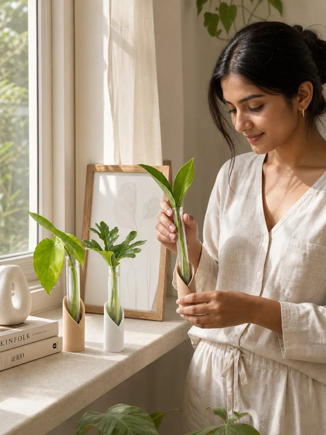 Wrap Tube Propagation Vase Holder for Wall & Table (Set Of 6)